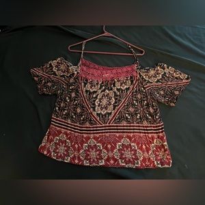Women’s Meraki Boho Gypsy open shoulder top with adjustable straps in size xl